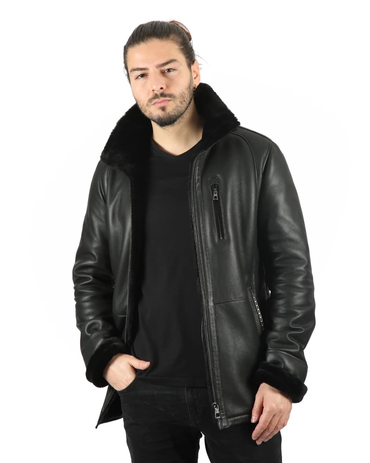Matias Erkek Kürklü Deri Ceket - 2