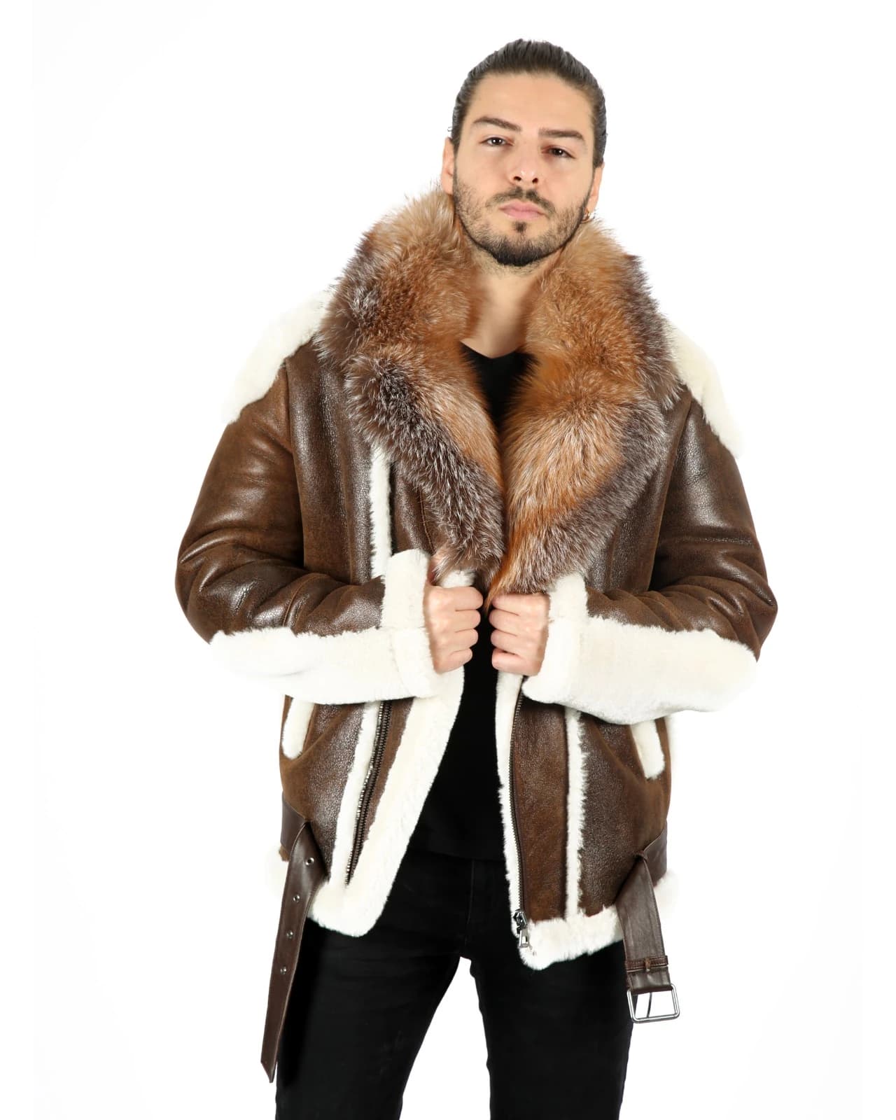 Astel Erkek Kürklü Deri Ceket - 7