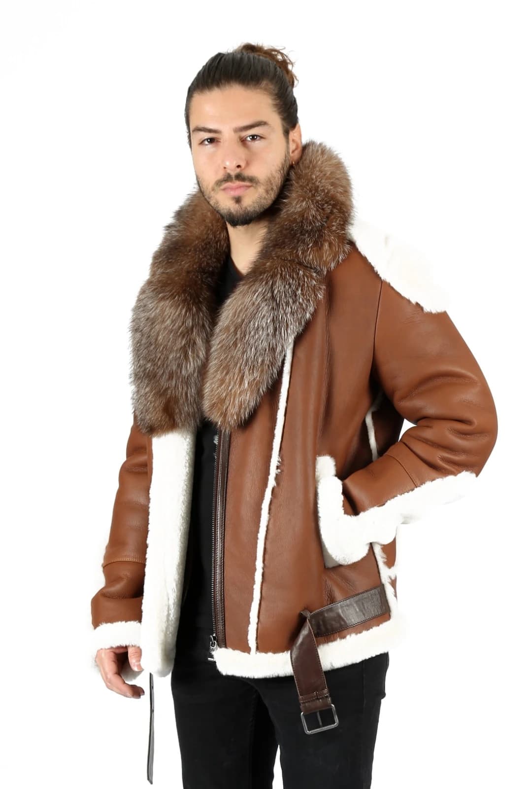 Astel Erkek Kürklü Deri Ceket - 10